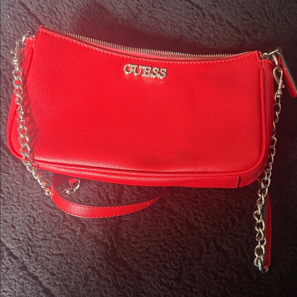 GUESS Vibrant Red Wristlet with Chain